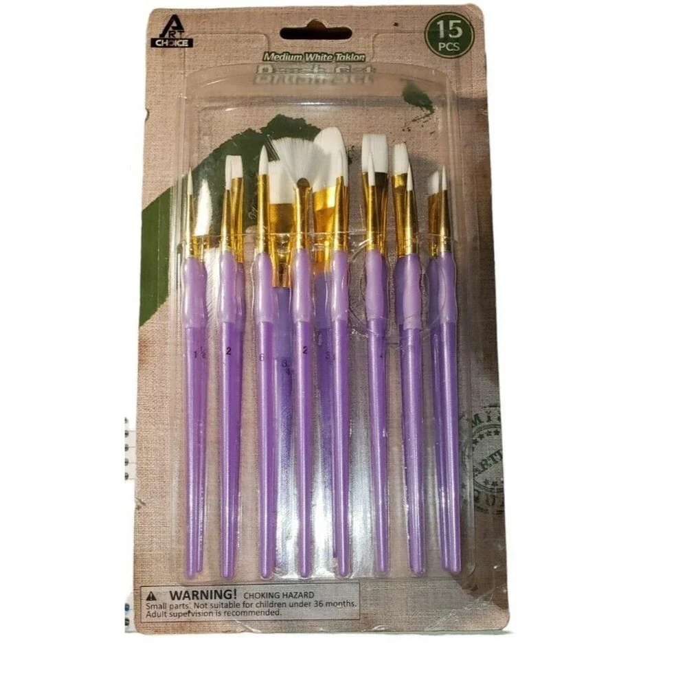 Art Choice 15 PC SET ART ARTIST BRUSHES MEDIUM WHITE TAKLON